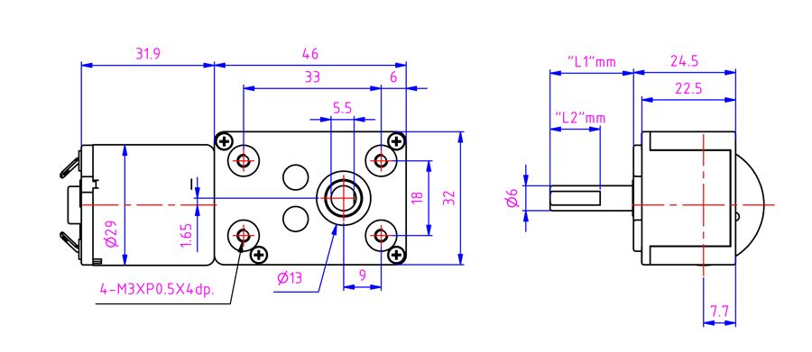 6V Worm geared motor can add the controller, Hall sensor and encoder for robotic arms and robots. 