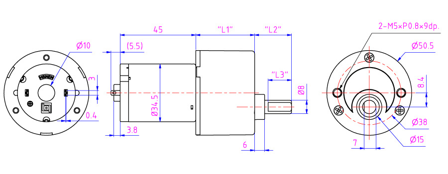 Caja de cambios de baja velocidad en OD 30 mm con motor CC de 6V - 24V de precio económico fabricado por el fabricante.